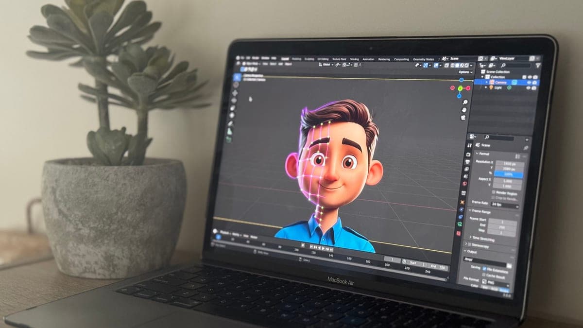 A laptop screen showing a three-dimensional model