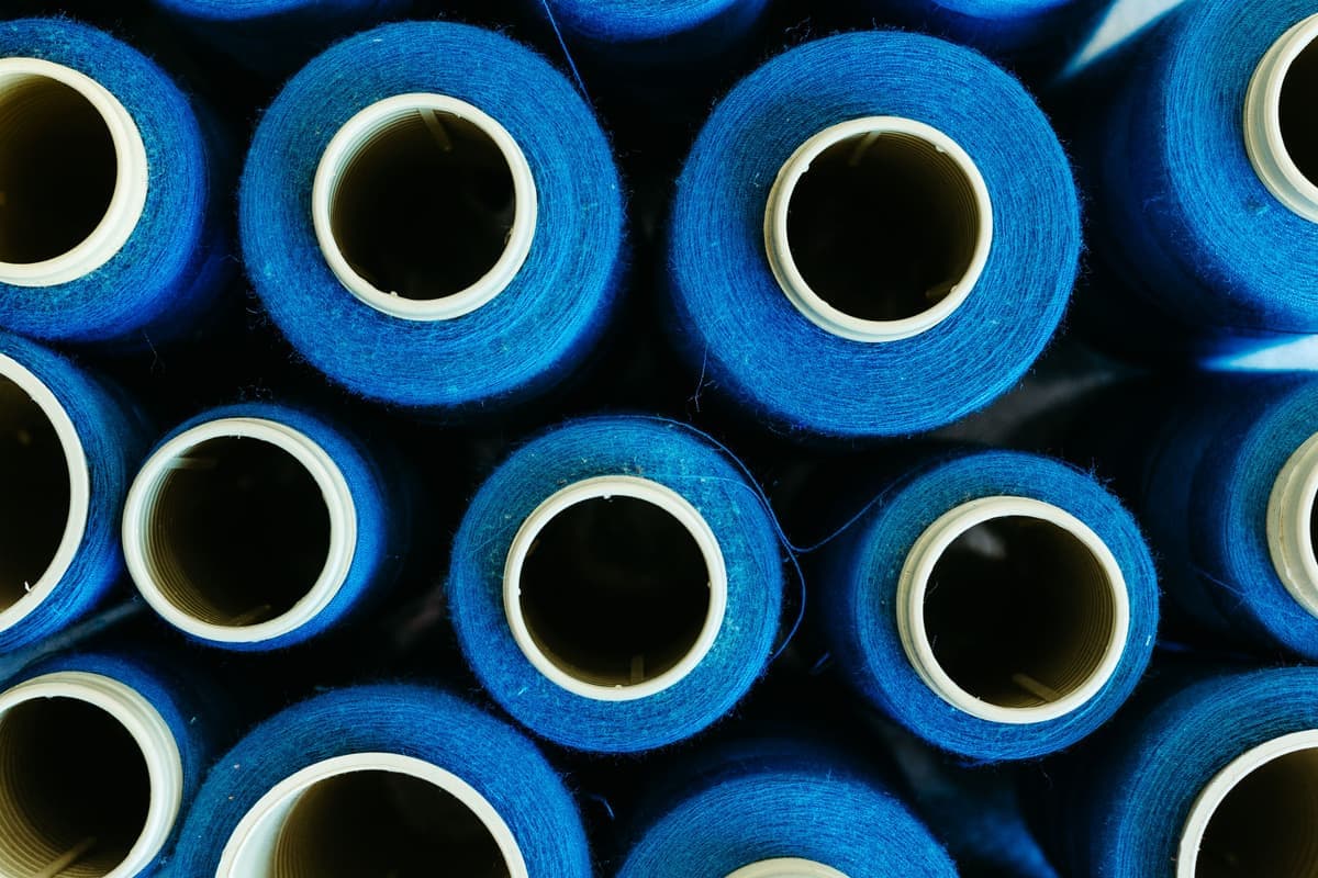 Spools of thread photographed from above