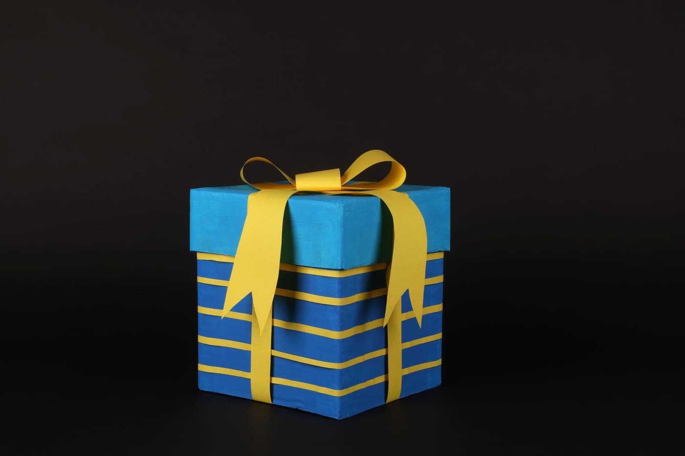 A wrapped gift box tied with a ribbon